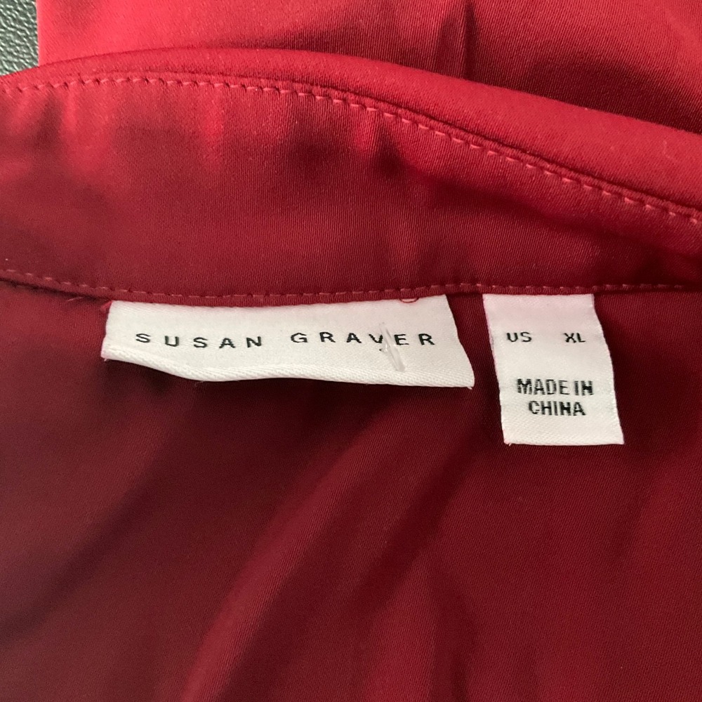 Susan Graver Ruby Red Button Up Blouse Stretch Sh… - image 3